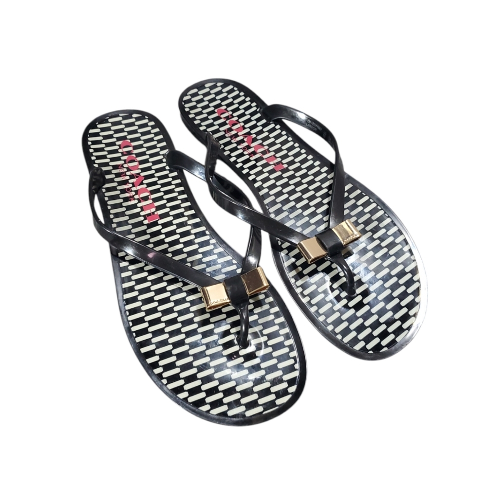 Coach Black and Gold Jelly Sandals